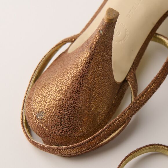 Stella McCartney Bronze Glitter Strappy Heels Sz 9.5 / 40 IT Evening Wedding Y2K - Picture 9 of 10